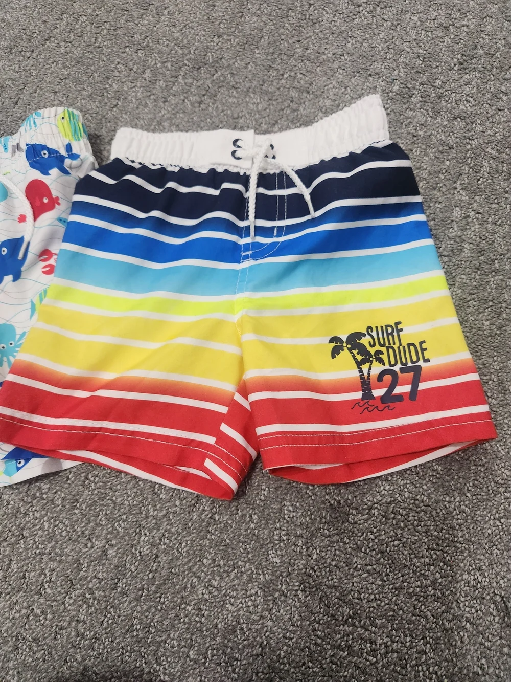 Koala Kids Rainbow Stripe Surf Swim Shorts & FISH 12-18mth